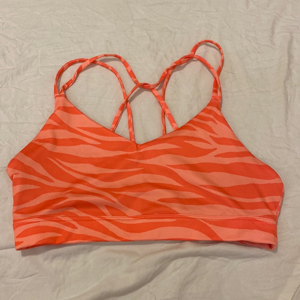 Old Navy Active Pink Zebra Light Support Strappy V-Neck Sports Bra